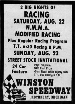 Winston Speedway - Aug 19 1981 Ad